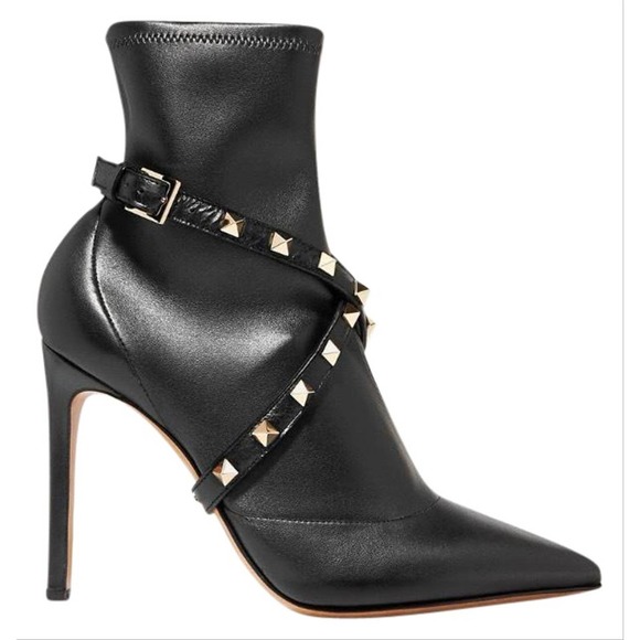 VALENTINO GARAVANI Rockstud Studwrap 105 leather ankle boots - Picture 1 of 5